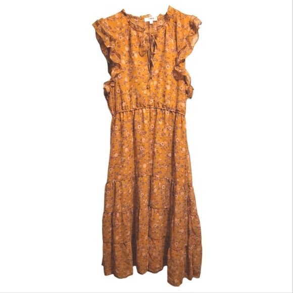 NWT BB Dakota by Steve Madden Midi Floral Chiffon Dress - Picture 6 of 8